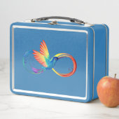Rainbow Hummingbird mit dem Symbol Unendlichkeit Metall Brotdose (Beispiel)