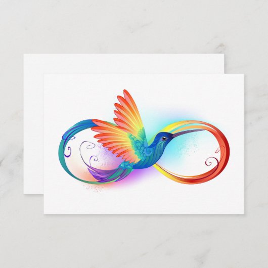 Rainbow Hummingbird mit dem Symbol Unendlichkeit Mitteilungskarte (Vorne/Hinten)