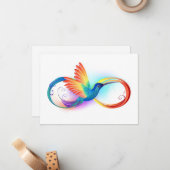 Rainbow Hummingbird mit dem Symbol Unendlichkeit Mitteilungskarte (Vorderseite/Rückseite Beispiel)