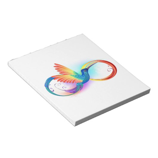 Rainbow Hummingbird mit dem Symbol Unendlichkeit Notizblock (angewinkelt)