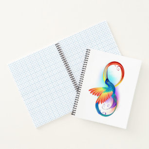 Rainbow Hummingbird mit dem Symbol Unendlichkeit Notizblock