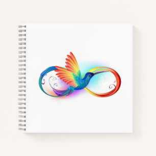 Rainbow Hummingbird mit dem Symbol Unendlichkeit Notizblock
