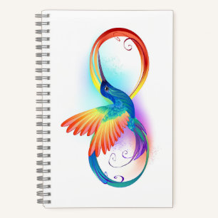 Rainbow Hummingbird mit dem Symbol Unendlichkeit Notizblock
