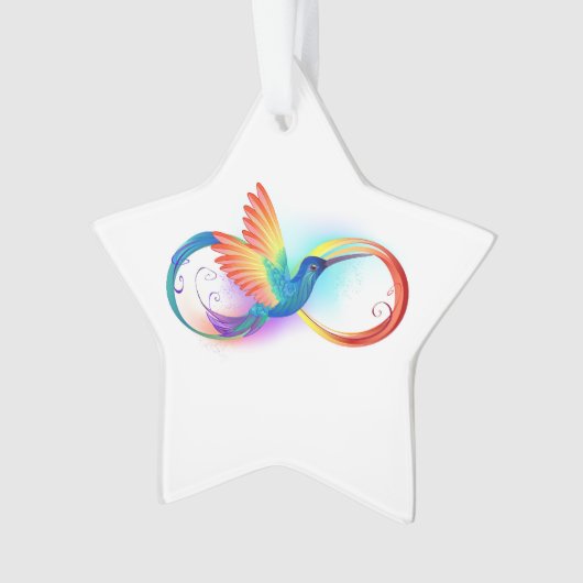 Rainbow Hummingbird mit dem Symbol Unendlichkeit Ornament (Vorderseite)