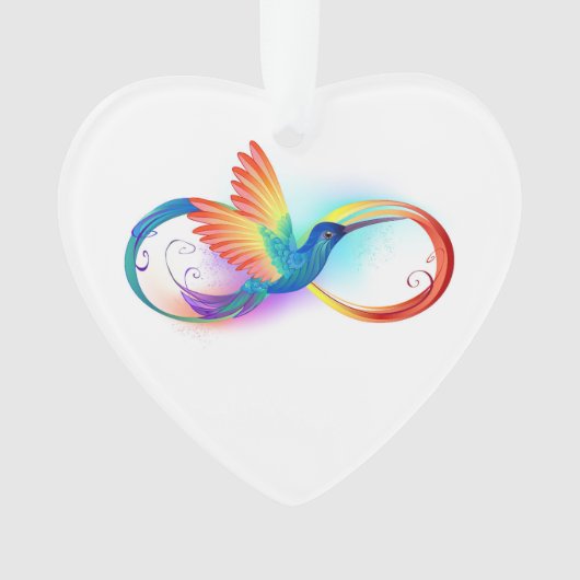 Rainbow Hummingbird mit dem Symbol Unendlichkeit Ornament (Vorderseite)