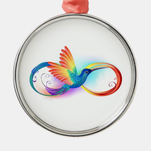 Rainbow Hummingbird mit dem Symbol Unendlichkeit Ornament Aus Metall (Vorne)