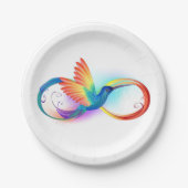 Rainbow Hummingbird mit dem Symbol Unendlichkeit Pappteller (Vorderseite)