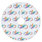 Rainbow Hummingbird mit dem Symbol Unendlichkeit Polyester Weihnachtsbaumdecke (Vorderseite)