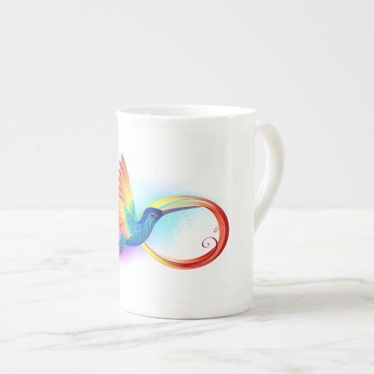 Rainbow Hummingbird mit dem Symbol Unendlichkeit Porzellantasse (Vorderseite Rechts)