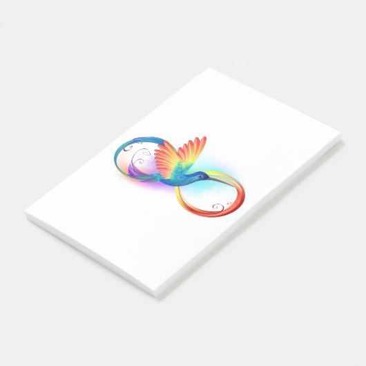 Rainbow Hummingbird mit dem Symbol Unendlichkeit Post-it Klebezettel (angewinkelt)