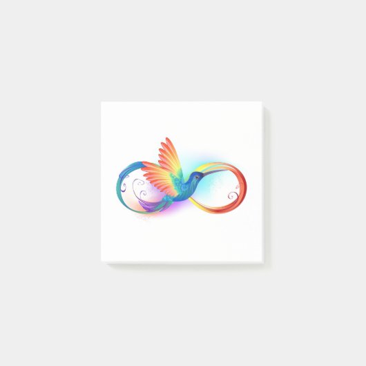Rainbow Hummingbird mit dem Symbol Unendlichkeit Post-it Klebezettel (Vorderseite)