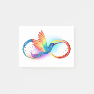 Rainbow Hummingbird mit dem Symbol Unendlichkeit Post-it Klebezettel