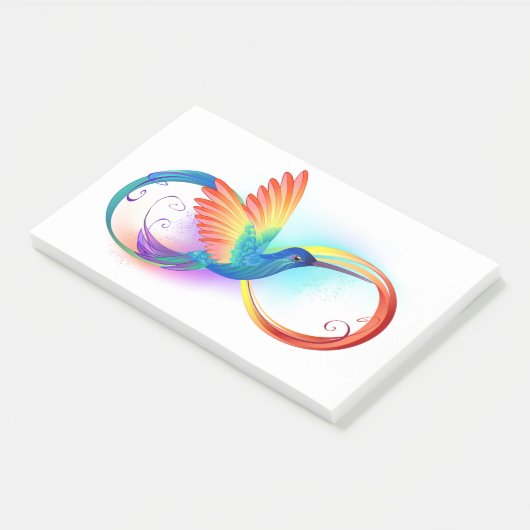 Rainbow Hummingbird mit dem Symbol Unendlichkeit Post-it Klebezettel (angewinkelt)