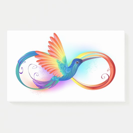 Rainbow Hummingbird mit dem Symbol Unendlichkeit Post-it Klebezettel (Vorderseite)