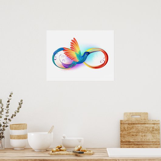 Rainbow Hummingbird mit dem Symbol Unendlichkeit Poster (Küche)