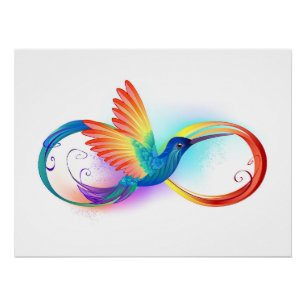 Rainbow Hummingbird mit dem Symbol Unendlichkeit Poster