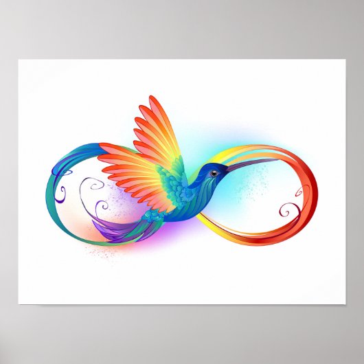 Rainbow Hummingbird mit dem Symbol Unendlichkeit Poster (Vorne)