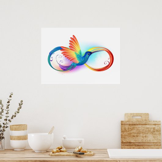 Rainbow Hummingbird mit dem Symbol Unendlichkeit Poster (Küche)