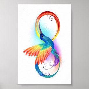 Rainbow Hummingbird mit dem Symbol Unendlichkeit Poster
