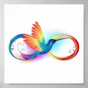 Rainbow Hummingbird mit dem Symbol Unendlichkeit Poster