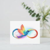 Rainbow Hummingbird mit dem Symbol Unendlichkeit Postkarte (Stehend Vorderseite)