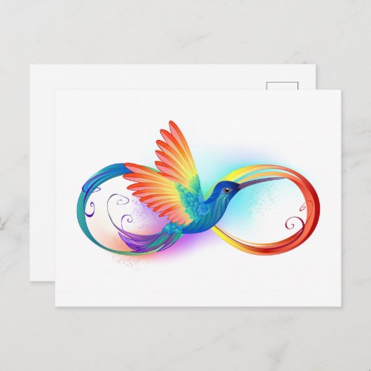 Rainbow Hummingbird mit dem Symbol Unendlichkeit Postkarte (Vorne/Hinten)