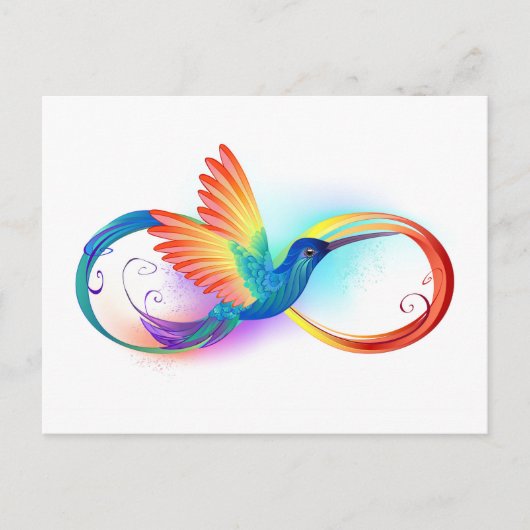 Rainbow Hummingbird mit dem Symbol Unendlichkeit Postkarte (Vorderseite)