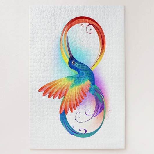 Rainbow Hummingbird mit dem Symbol Unendlichkeit Puzzle (Vertikal)