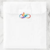 Rainbow Hummingbird mit dem Symbol Unendlichkeit Quadratischer Aufkleber (Tasche)