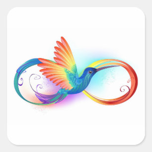 Rainbow Hummingbird mit dem Symbol Unendlichkeit Quadratischer Aufkleber