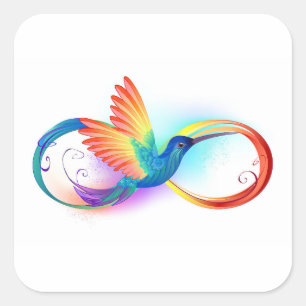 Rainbow Hummingbird mit dem Symbol Unendlichkeit Quadratischer Aufkleber