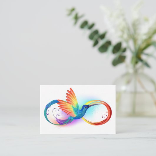 Rainbow Hummingbird mit dem Symbol Unendlichkeit Rabattkarte (Stehend Vorderseite)
