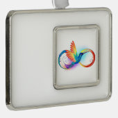 Rainbow Hummingbird mit dem Symbol Unendlichkeit Rahmen-Ornament Silber (Rechts)