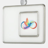 Rainbow Hummingbird mit dem Symbol Unendlichkeit Rahmen-Ornament Silber (Links)