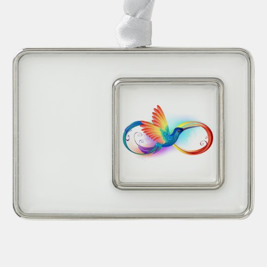Rainbow Hummingbird mit dem Symbol Unendlichkeit Rahmen-Ornament Silber (Vorderseite)