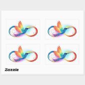 Rainbow Hummingbird mit dem Symbol Unendlichkeit Rechteckiger Aufkleber (Blatt)