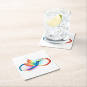 Rainbow Hummingbird mit dem Symbol Unendlichkeit Rechteckiger Pappuntersetzer (Vor Ort)