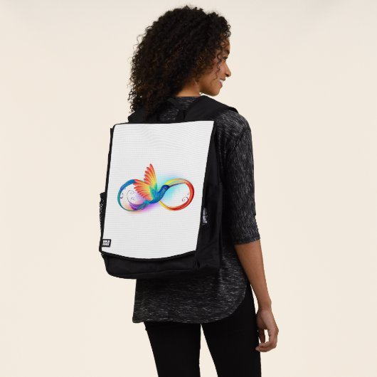 Rainbow Hummingbird mit dem Symbol Unendlichkeit Rucksack (Ausgewaschen)