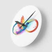 Rainbow Hummingbird mit dem Symbol Unendlichkeit Runde Wanduhr (Winkel)