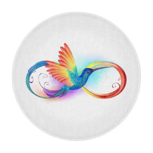 Rainbow Hummingbird mit dem Symbol Unendlichkeit Schneidebrett (Vorderseite)