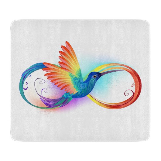 Rainbow Hummingbird mit dem Symbol Unendlichkeit Schneidebrett (Vorderseite)