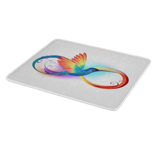 Rainbow Hummingbird mit dem Symbol Unendlichkeit Schneidebrett (Ecke)