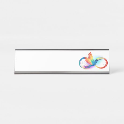 Rainbow Hummingbird mit dem Symbol Unendlichkeit Schreibtischnamensplakette (Vorderseite )