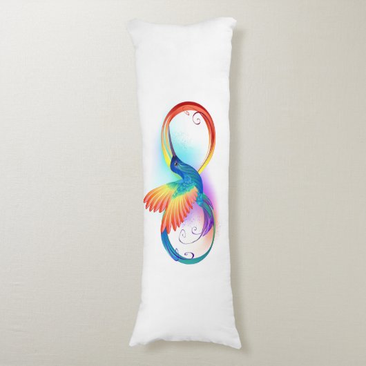 Rainbow Hummingbird mit dem Symbol Unendlichkeit Seitenschläferkissen (Vorderseite Vertikal)