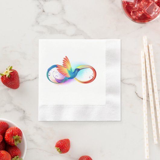 Rainbow Hummingbird mit dem Symbol Unendlichkeit Serviette (Beispiel)