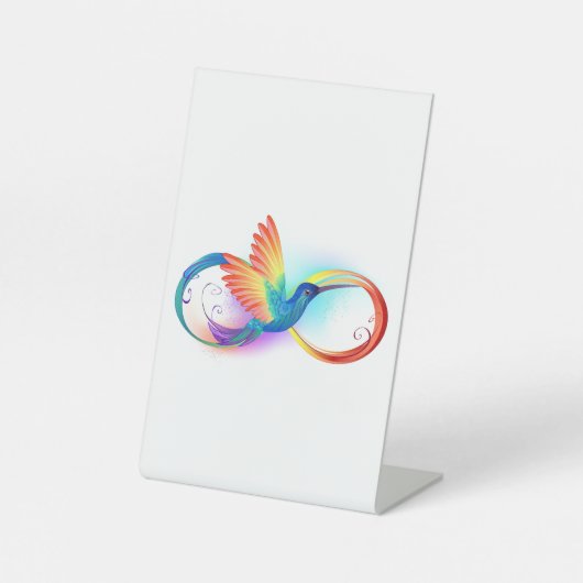 Rainbow Hummingbird mit dem Symbol Unendlichkeit Sockelschild (Vorderseite)