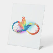 Rainbow Hummingbird mit dem Symbol Unendlichkeit Sockelschild (Vorderseite)