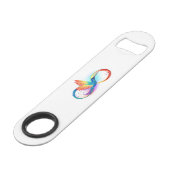 Rainbow Hummingbird mit dem Symbol Unendlichkeit Speed Flaschenöffner (Rückseite Schrägansicht)