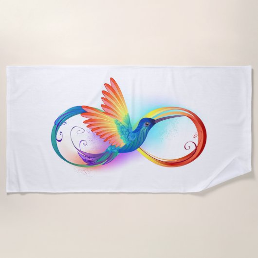 Rainbow Hummingbird mit dem Symbol Unendlichkeit Strandtuch (Vorderseite)