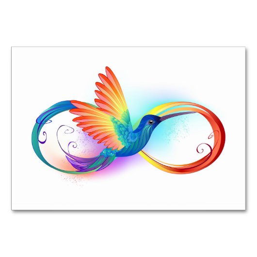 Rainbow Hummingbird mit dem Symbol Unendlichkeit Tischnummer (Vorderseite)